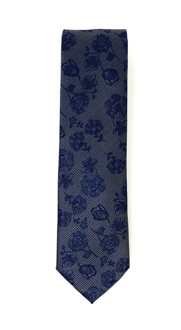 Grey & Blue Paisley Patterned Tie