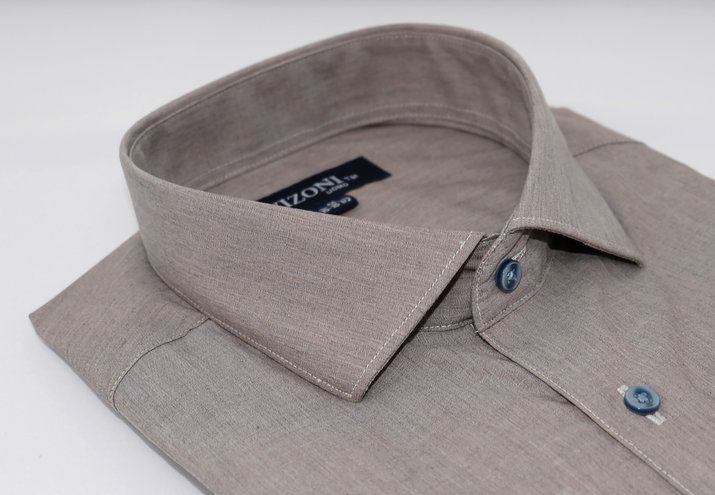 Taupe brown dress shirt col