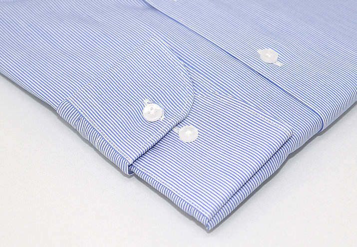 Blue micro pinstripe dress shirt sleeve