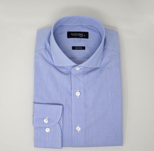 Blue micro pinstripe dress shirt