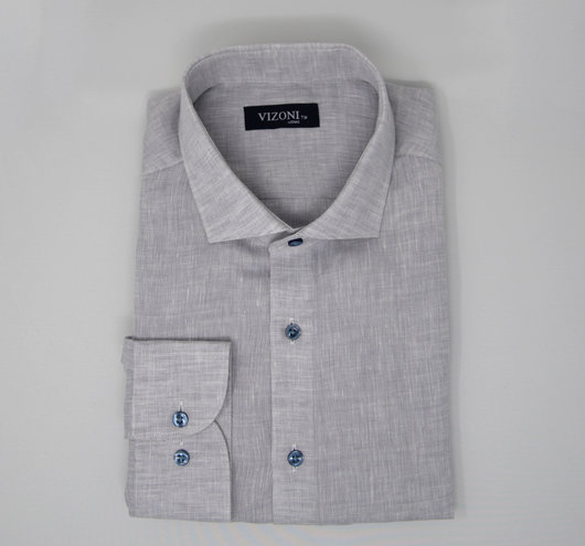 Light Grey Linen Dress Shirt